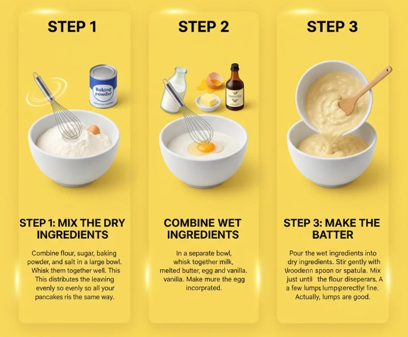 Pancake Recipe ingredients step by step .