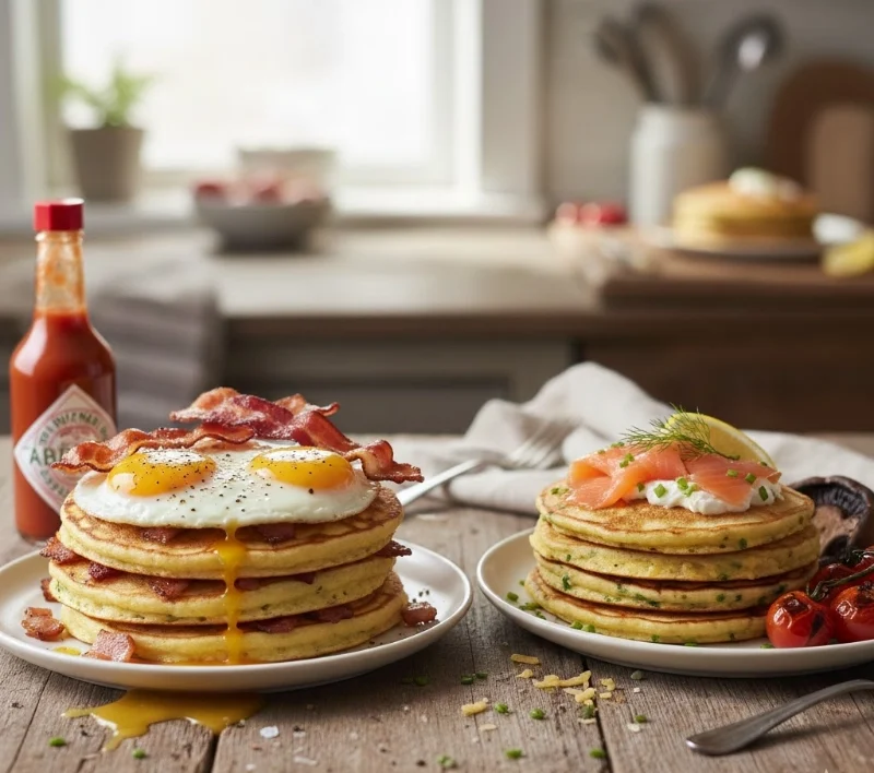 Image showing American pancake recipe toppings Savoury Options